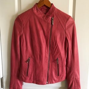 Michale Kors Coral Leather Jacket, XS